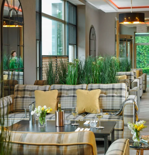 Cosy hotel lounge with plush seating and a welcoming atmosphere.