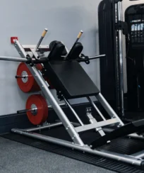 Gym equipment in a resort fitness centre, with weights and exercise machines.