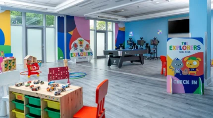 Children's play area with vibrant decor and toys at Tullamore Court Hotel.